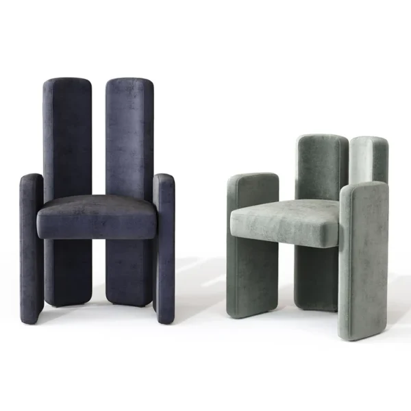 Nina Soft gray fabric low backrest armchair - Image 2