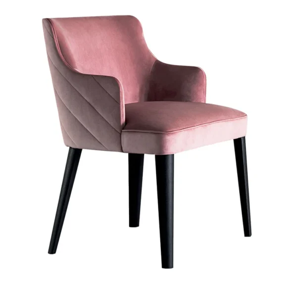 Royale Quilt Pink Velvet And Black Oak Chair