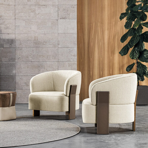 Diamante Glamour Beige Fabric Armchair - Image 2