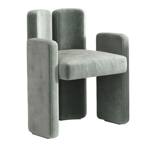 Nina Soft gray fabric low backrest armchair