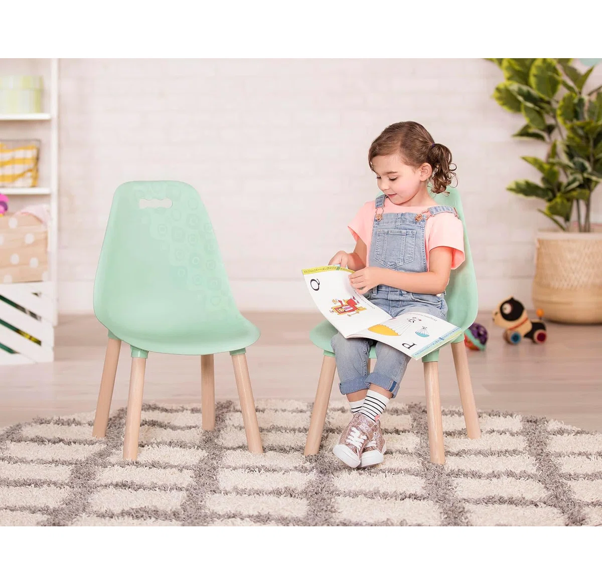 Modern Green Duo Kids Chairs